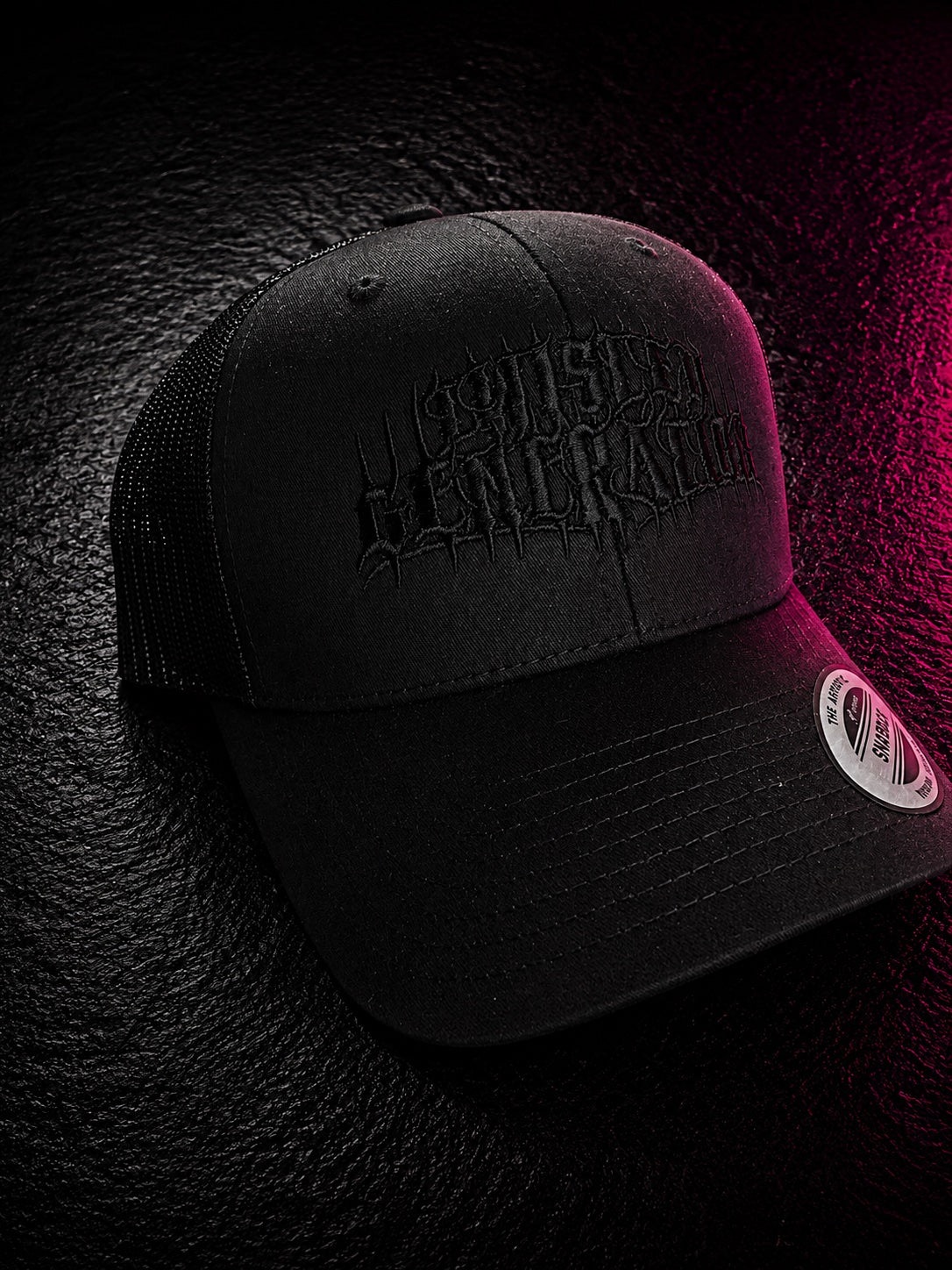 Retro Trucker Twisted Generation Snapback Cap - Black on black