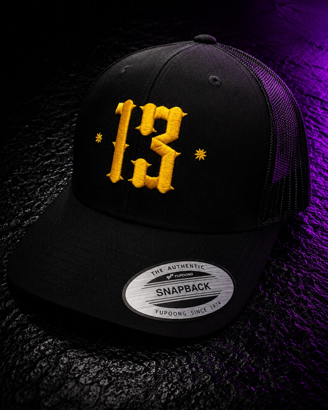 Retro Trucker 13 Snapback Cap - Yellow on black