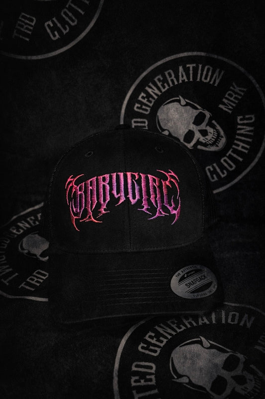 Retro Trucker BABYGIRL Snapback Cap - Pink on Black