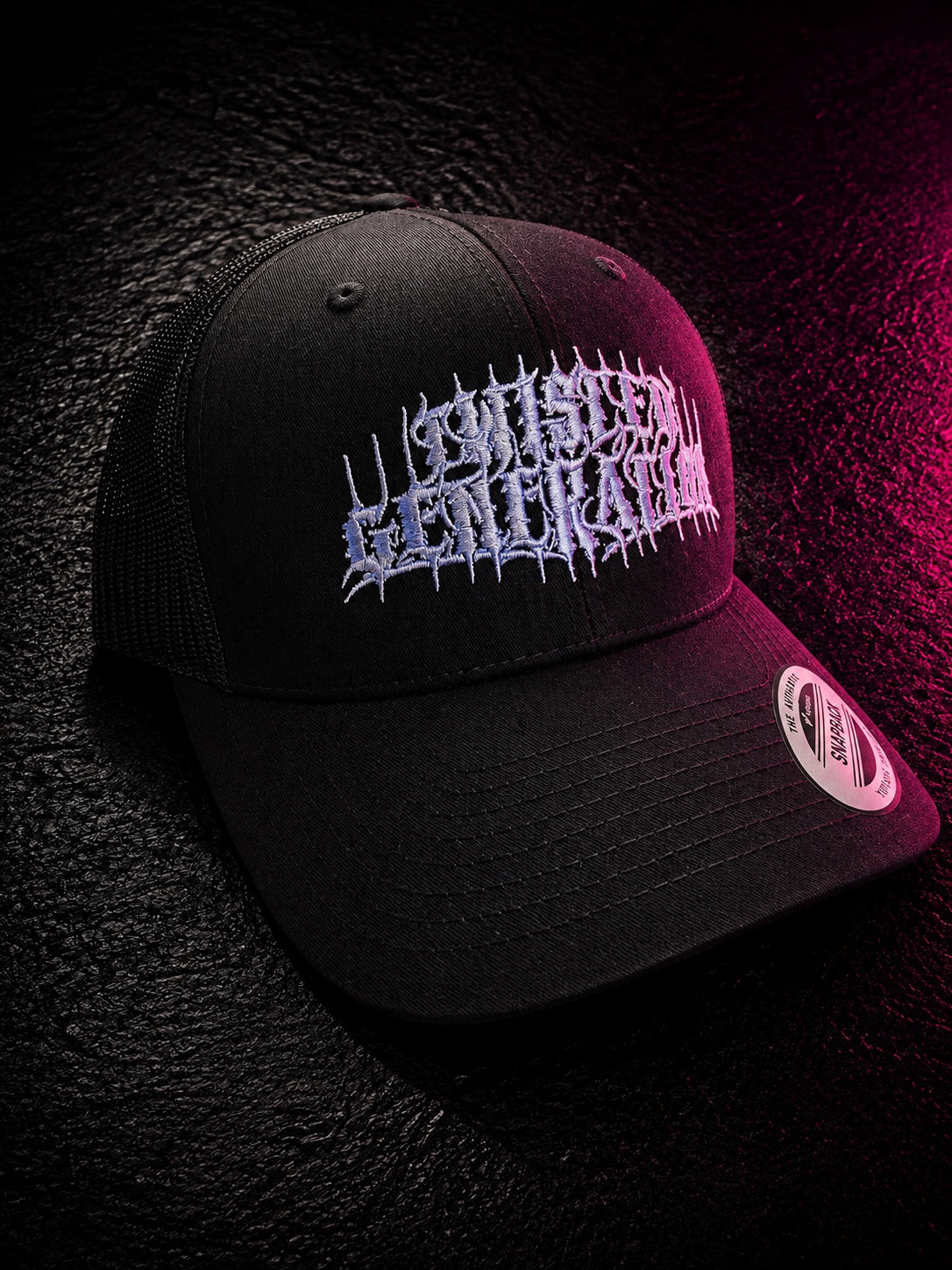 Retro Trucker Twisted Generation Snapback Cap - White on black