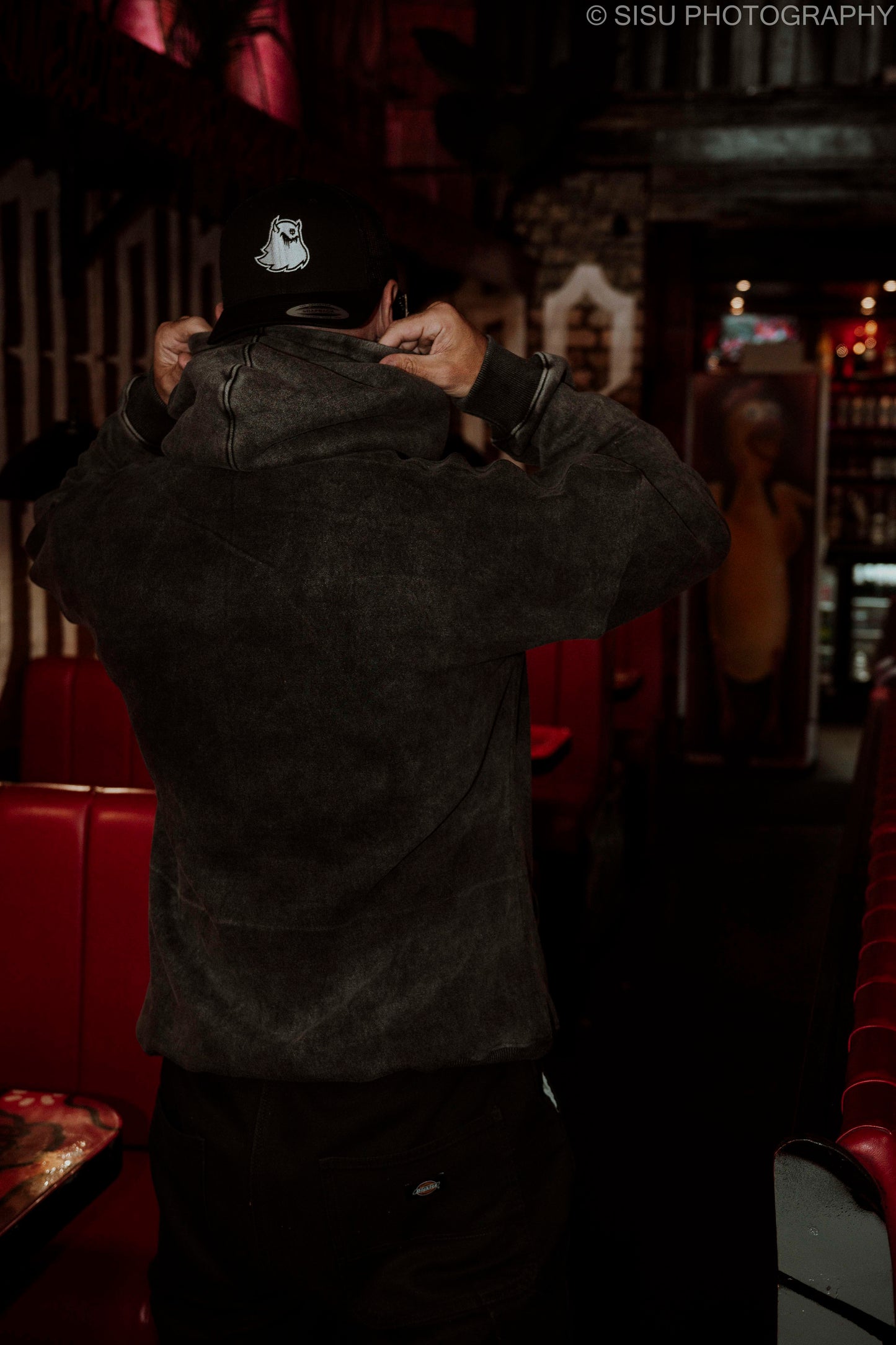 Supernatural Ghost Hoodie - Dark Grey Acid Wash