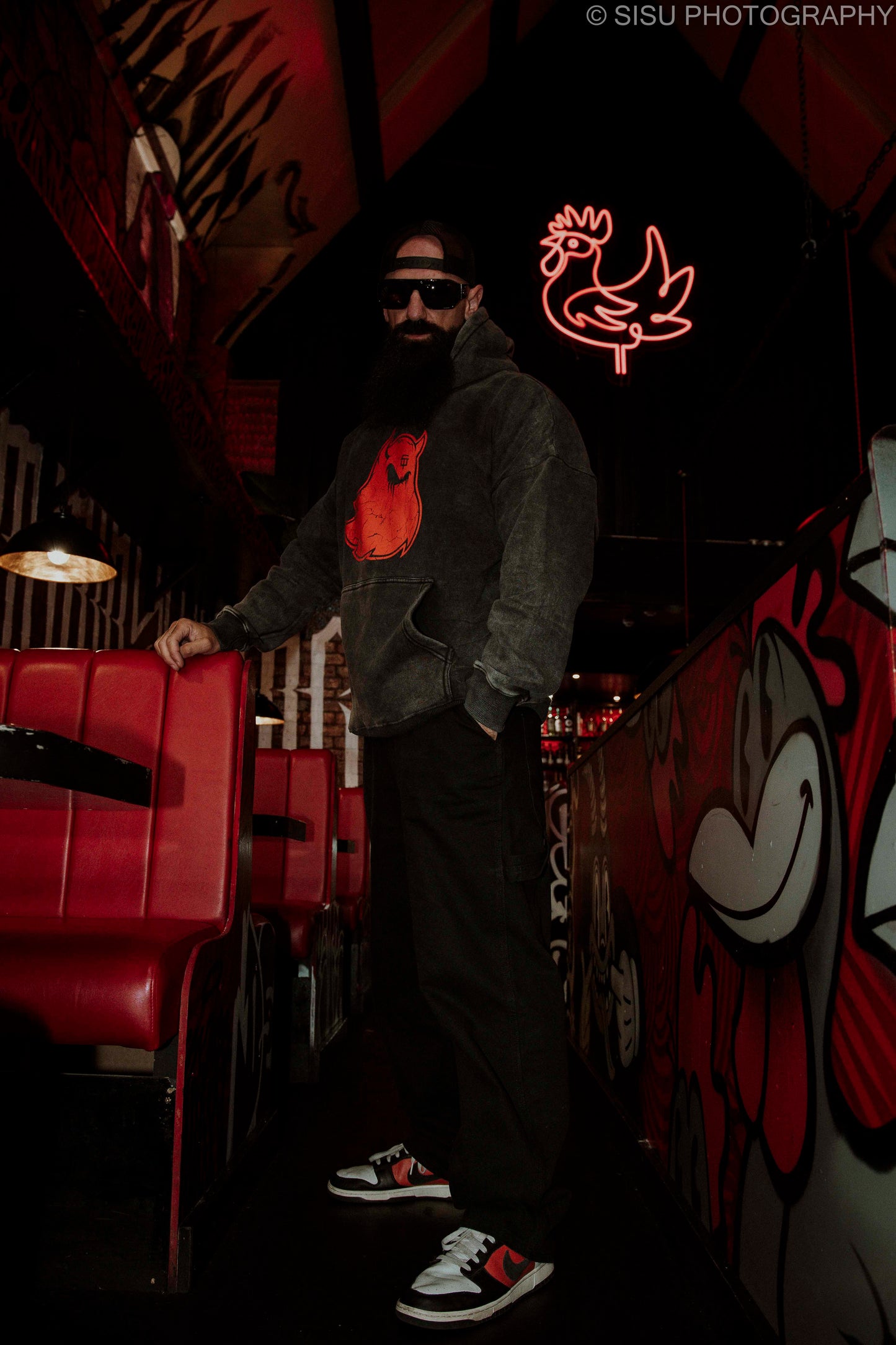 Supernatural Ghost Hoodie - Dark Grey Acid Wash