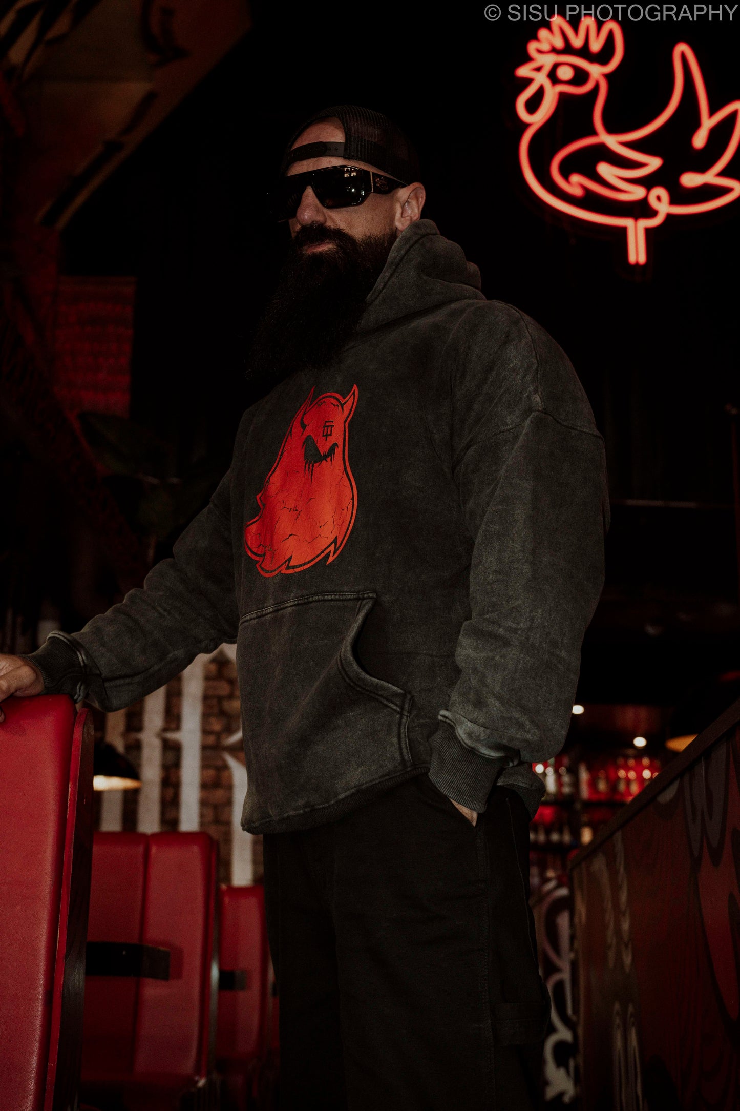 Supernatural Ghost Hoodie - Dark Grey Acid Wash