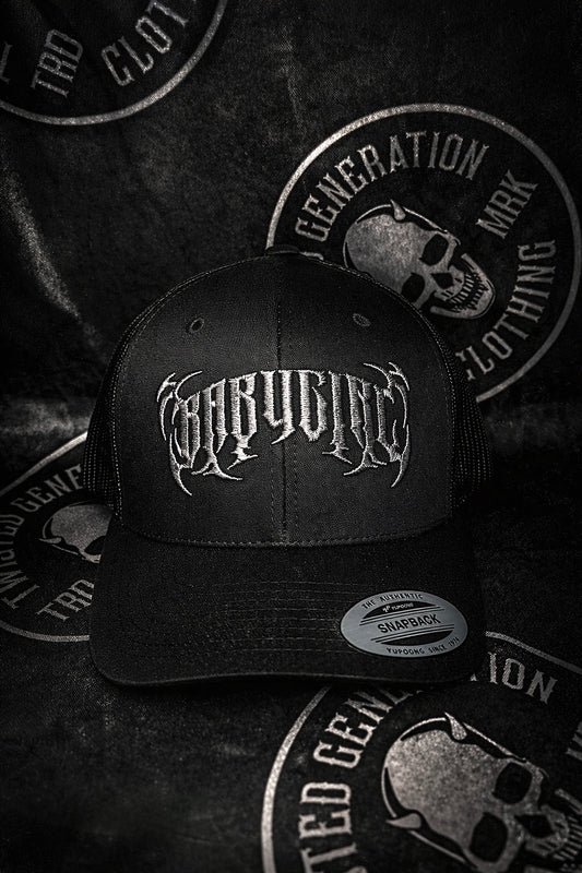 Retro Trucker BABYGIRL Snapback Cap - White on Black