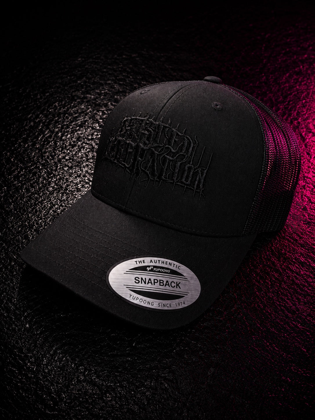 Retro Trucker Twisted Generation Snapback Cap - Black on black