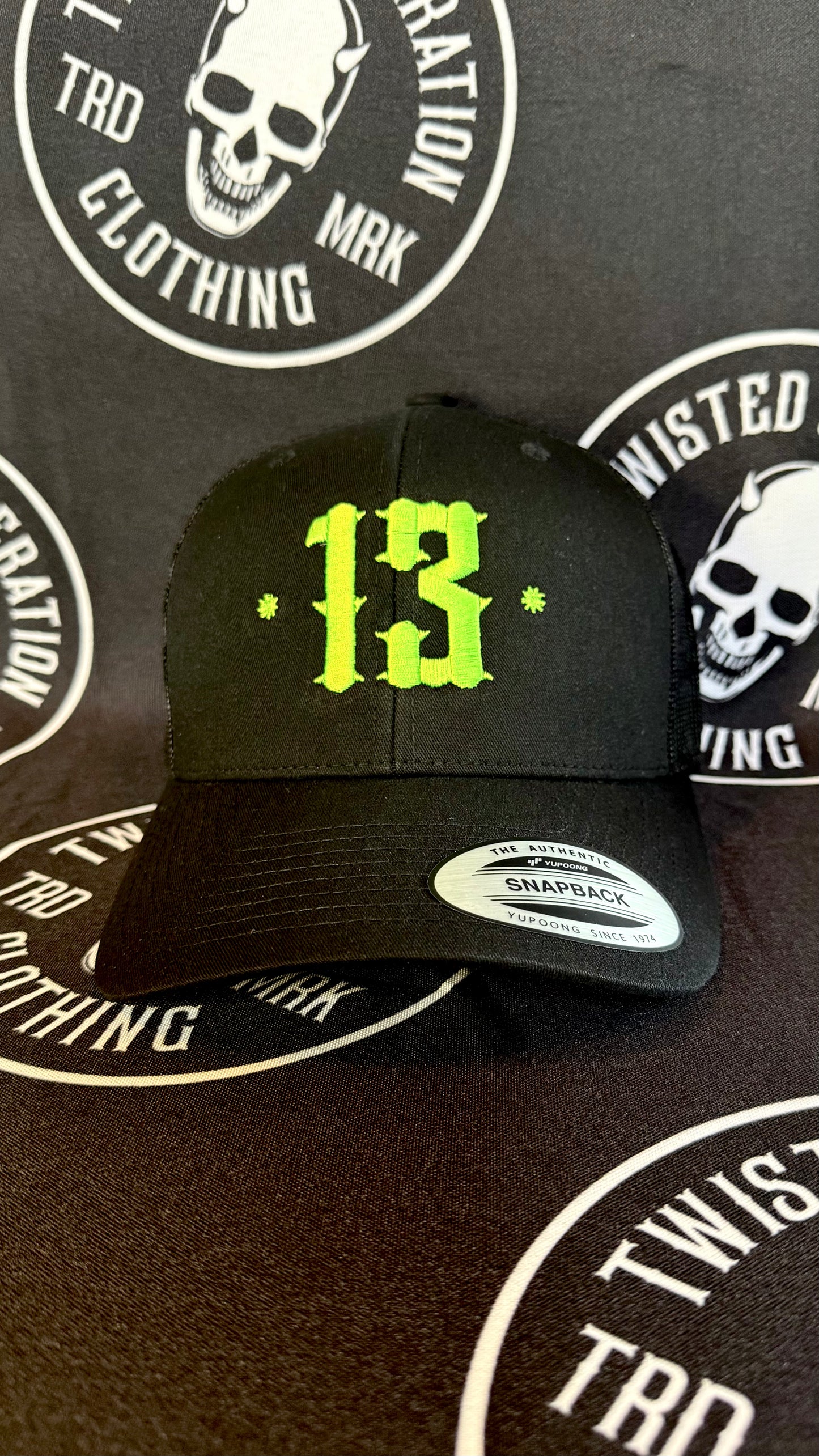 Retro Trucker 13 Snapback Cap - Green on Black
