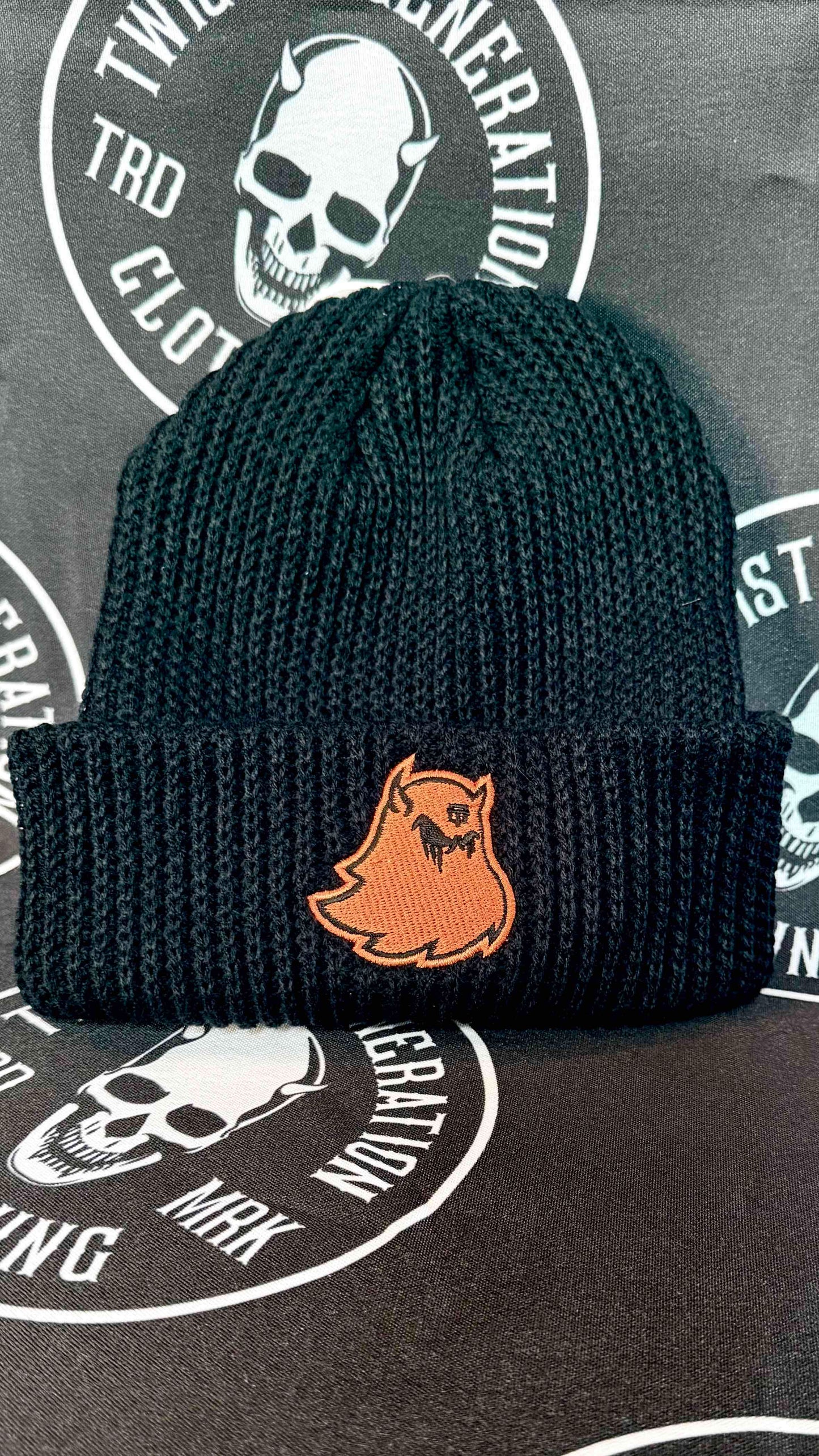 Supernatural Ghost Beanie - orange on black